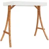 Image de vidaXL - Schommelframe - met - crèmekleur - dak - gebogen - hout - met - teakafwerking
