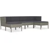 Image de vidaXL - 6-delige - Loungeset - met - kussens - poly - rattan - grijs
