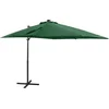 Image de vidaXL - Zweefparasol - met - paal - en - LED-verlichting - 250 - cm - groen