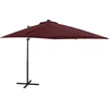 Image de vidaXL - Zweefparasol - met - paal - en - LED-verlichting - 250 - cm - bordeauxrood