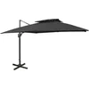 Image de vidaXL - Zweefparasol - met - dubbel - dak - 300x300 - cm - zwart