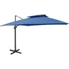 Image de vidaXL - Zweefparasol - met - dubbel - dak - 300x300 - cm - azuurblauw