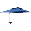 Image de vidaXL - Zweefparasol - met - dubbel - dak - 400x300 - cm - azuurblauw