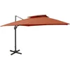 Image de vidaXL - Zweefparasol - met - dubbel - dak - 300x300 - cm - terracottakleurig