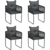 Image de vidaXL - Tuinstoelen - 4 - st - met - kussens - poly - rattan - zwart