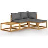 Image de vidaXL - 4-delige - Loungeset - met - kussens - massief - acaciahout
