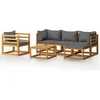 Image de vidaXL - 6-delige - Loungeset - met - kussens - massief - acaciahout