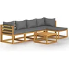 Image de vidaXL - 6-delige - Loungeset - met - kussens - massief - acaciahout