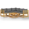Image de vidaXL - 6-delige - Loungeset - met - kussens - massief - acaciahout