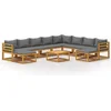 Image de vidaXL - 11-delige - Loungeset - met - kussens - massief - acaciahout