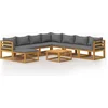Image de vidaXL - 9-delige - Loungeset - met - kussens - massief - acaciahout