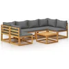 Image de vidaXL-7-delige-Loungeset-met-kussens-massief-acaciahout