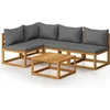 Image de vidaXL - 5-delige - Loungeset - met - kussens - massief - acaciahout
