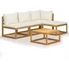 Image de vidaXL - 5-delige - Loungeset - met - kussens - massief - acaciahout - crème