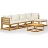 Image de vidaXL - 6-delige - Loungeset - met - kussens - massief - acaciahout - crème