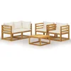 Image de vidaXL - 5-delige - Loungeset - met - kussens - massief - acaciahout - crème
