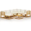 Image de vidaXL - 8-delige - Loungeset - met - kussens - massief - acaciahout - crème