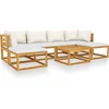 Image de vidaXL - 7-delige - Loungeset - met - kussens - massief - acaciahout - crème