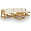 Image de vidaXL - 6-delige - Loungeset - met - kussens - massief - acaciahout - crème