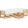 Image de vidaXL - 6-delige - Loungeset - met - kussens - massief - acaciahout - crème