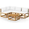 Image de vidaXL - 5-delige - Loungeset - met - kussens - massief - acaciahout - crème