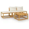 Image de vidaXL - 4-delige - Loungeset - met - kussens - massief - acaciahout - crème