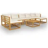 Image de vidaXL - 8-delige - Loungeset - met - kussens - massief - acaciahout - crème