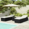 Image de vidaXL - 3-delige - Ligbeddenset - met - theetafel - poly - rattan - grijs