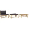 Image de vidaXL - 3-delige - Loungeset - met - donkergrijze - kussens - bamboe