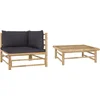 Image de vidaXL - 2-delige - Loungeset - met - donkergrijze - kussens - bamboe