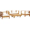 Image de vidaXL - 4-delige - Loungeset - met - kussens - massief - acaciahout - crème