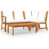 Image de vidaXL - 4-delige - Loungeset - met - kussens - massief - acaciahout - crème