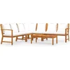 Image de vidaXL - 6-delige - Loungeset - met - kussens - massief - acaciahout - crème