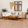 Image de vidaXL - 9-delige - Loungeset - met - kussens - massief - acaciahout - crème