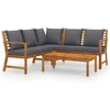 Image de vidaXL - 4-delige - Loungeset - met - kussens - massief - acaciahout