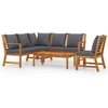 Image de vidaXL - 5-delige - Loungeset - met - kussens - massief - acaciahout