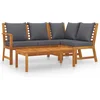 Image de vidaXL - 4-delige - Loungeset - met - kussens - massief - acaciahout
