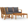 Image de vidaXL - 4-delige - Loungeset - met - kussens - massief - acaciahout