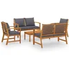 Image de vidaXL - 5-delige - Loungeset - met - kussens - massief - acaciahout
