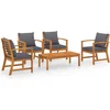 Image de vidaXL - 5-delige - Loungeset - met - kussens - massief - acaciahout