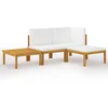 Image de vidaXL - 4-delige - tuinloungeset - met - kussens - crèmekleurig - acaciahout - en - touw