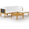 Image de vidaXL - 5-delige - tuinloungeset - met - kussens - crèmekleurig - acaciahout - en - touw