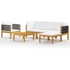 Image de vidaXL - 6-delige - tuinloungeset - met - kussens - crèmekleurig - acaciahout - en - touw