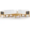 Image de vidaXL - 6-delige - tuinloungeset - met - kussens - crèmekleurig - acaciahout - en - touw