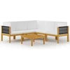 Image de vidaXL - 6-delige - tuinloungeset - met - kussens - crèmekleurig - acaciahout - en - touw