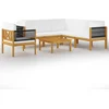 Image de vidaXL - 7-delige - tuinloungeset - met - kussens - crèmekleurig - acaciahout - en - touw