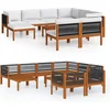 Image de vidaXL - 10-delige - tuinloungeset - met - kussens - crèmekleurig - acaciahout - en - touw