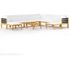 Image de vidaXL - 11-delige - tuinloungeset - met - kussens - crèmekleurig - acaciahout - en - touw