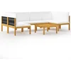 Image de vidaXL - 7-delige - tuinloungeset - met - kussens - crèmekleurig - acaciahout - en - touw