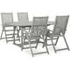 Image de vidaXL - 5-delige - tuinset - (150-200)x100cm - massief - acaciahout - grijs